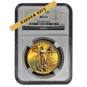 Picture of $20 Saint-Gaudens Gold Coins MS 63