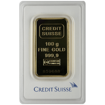 Picture of 100 Gram Credit Suisse Gold Bar