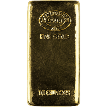 Picture of 10 oz Johnson Matthey Gold Bar