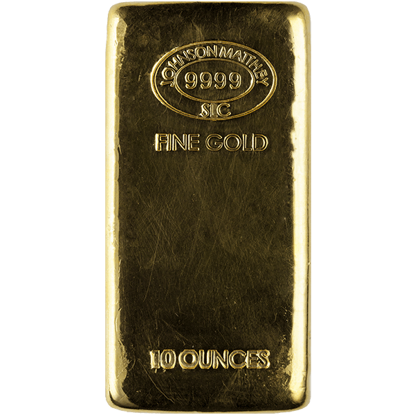 Picture of 10 oz Johnson Matthey Gold Bar