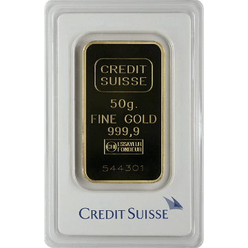 Picture of 50 Gram Credit Suisse Gold Bar