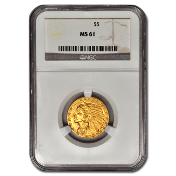 Picture of $5 Indian Head Gold Coins MS 61
