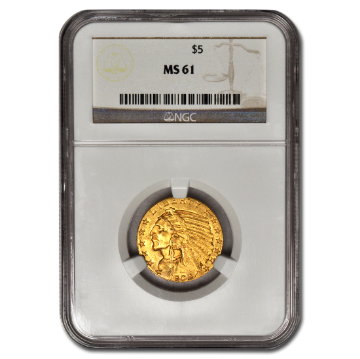 Picture of $5 Indian Head Gold Coins MS 61