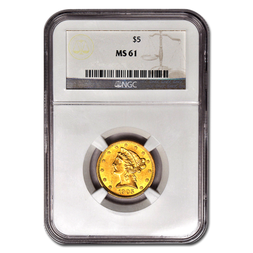 Picture of $5 Liberty Gold Coins MS 61