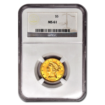 Picture of $5 Liberty Gold Coins MS 61