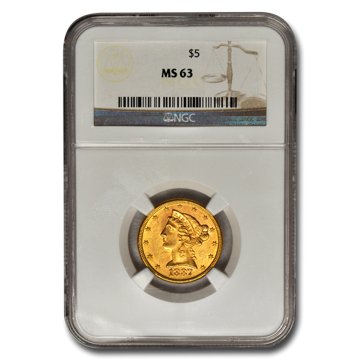 Picture of $5 Liberty Gold Coins MS 63