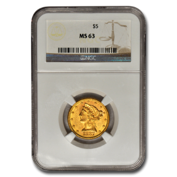 Picture of $5 Liberty Gold Coins MS 63