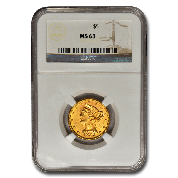 Picture of $5 Liberty Gold Coins MS 63