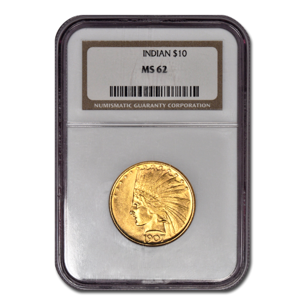 Picture of 1907 NM $10 Indian Gold Coin MS62